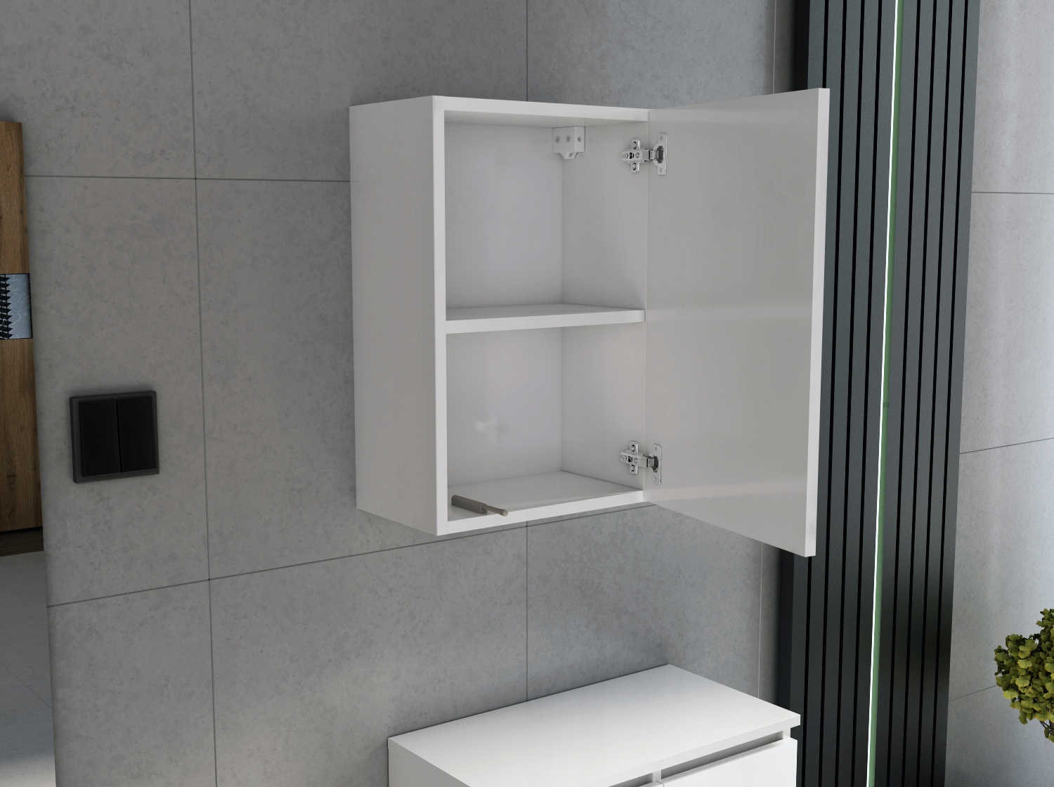 wisząca szafka łazienkowa 40 cm do łazienki półka biały mat + POŁYSK 40x60 Marka Fargo