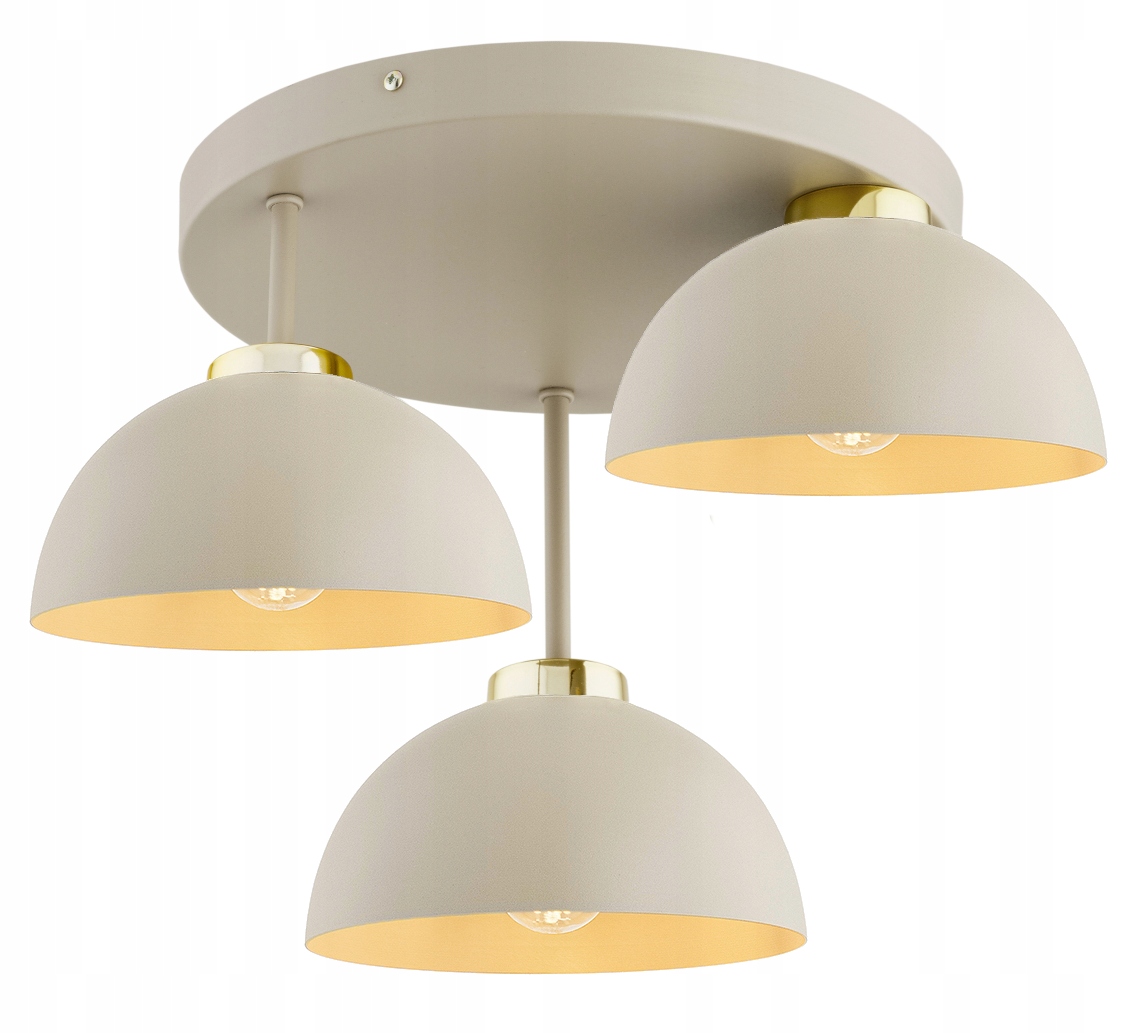 Lampa Sufitowa Plafon Żyrandol Półkula Ecru Beżowa Kaszmir Moon Led