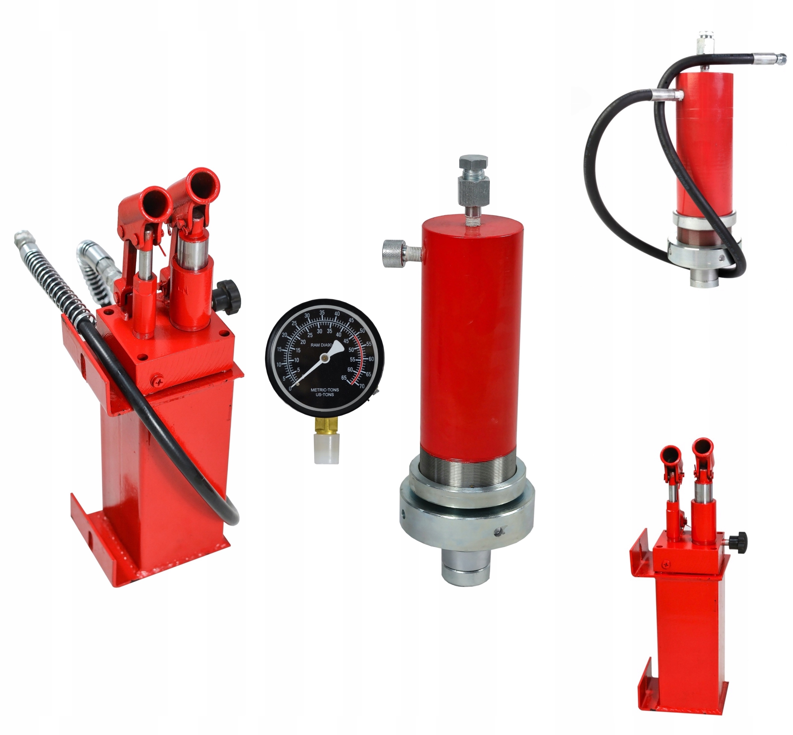 Pompa i Siłownik II Stopniowy+Manometr Prasa 30T