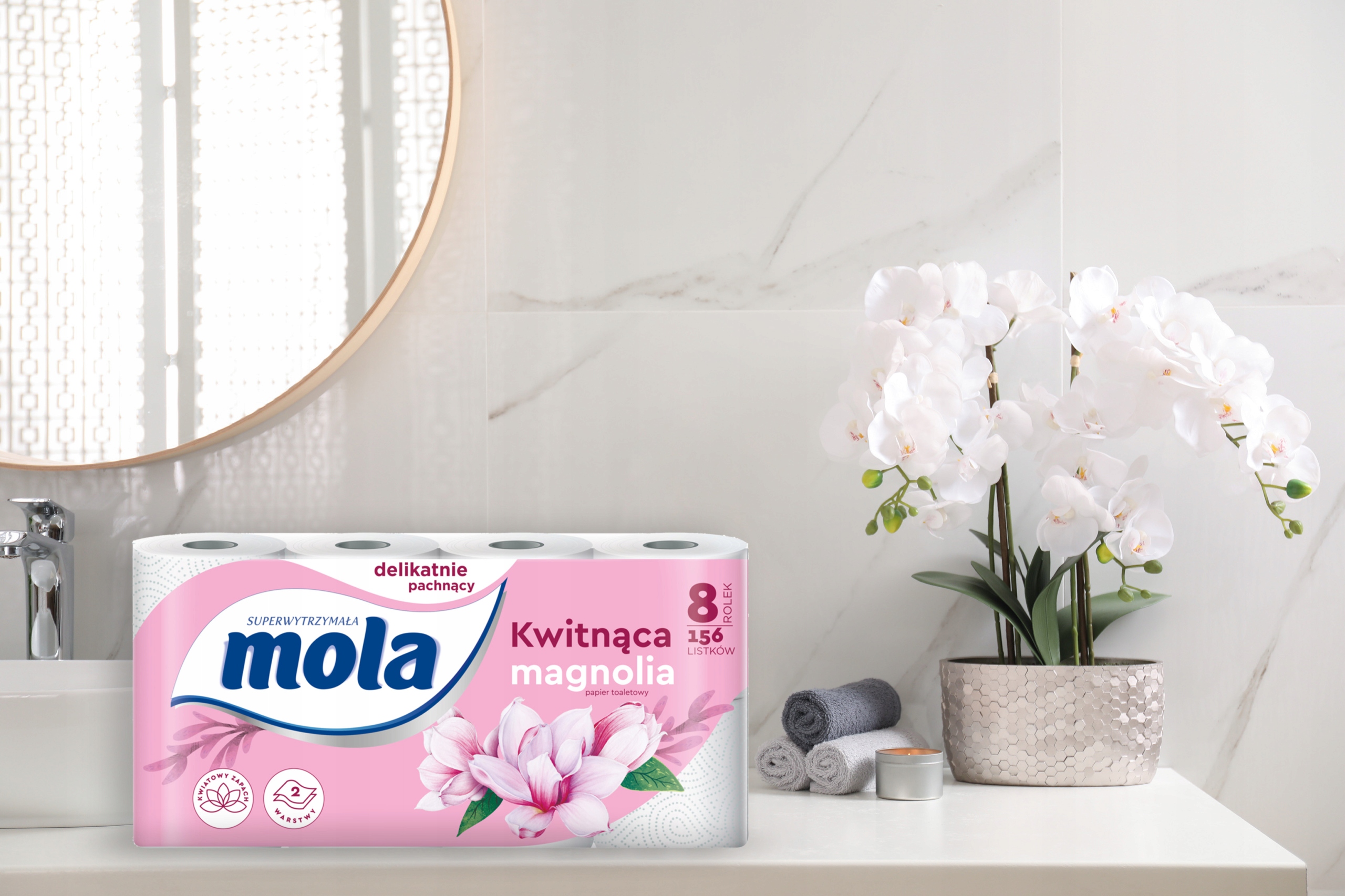 Papier toaletowy Mola White magnolia 8 rolek x 18 Typ zapachowy