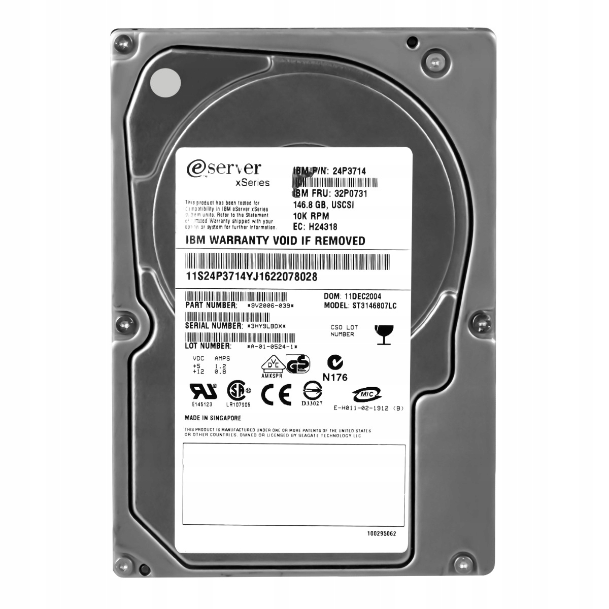 Ibm 32P0731 24P3714 146,8 Gb 10K 8MB Scsi U320 3,5'' ST3146807LC