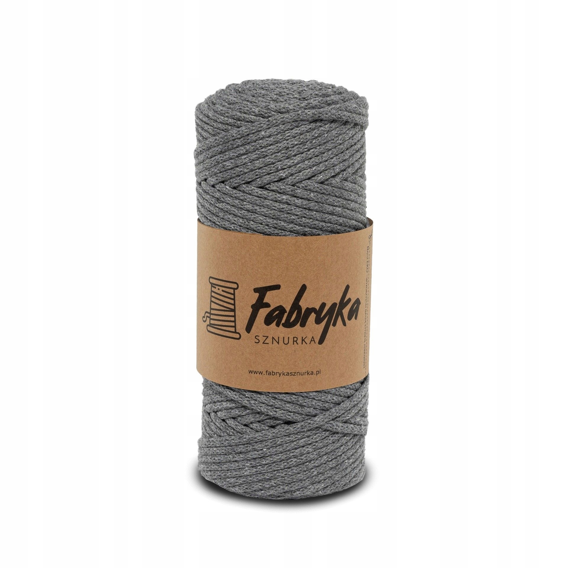 Pleciony sznurek do makramy szary 3mm