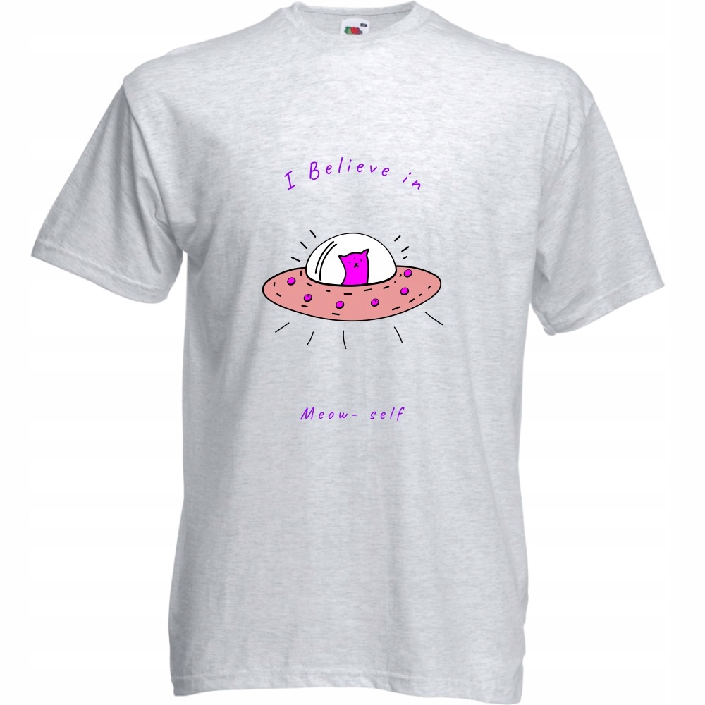 

Koszulka believe in meow-self kot ufo L ash szara