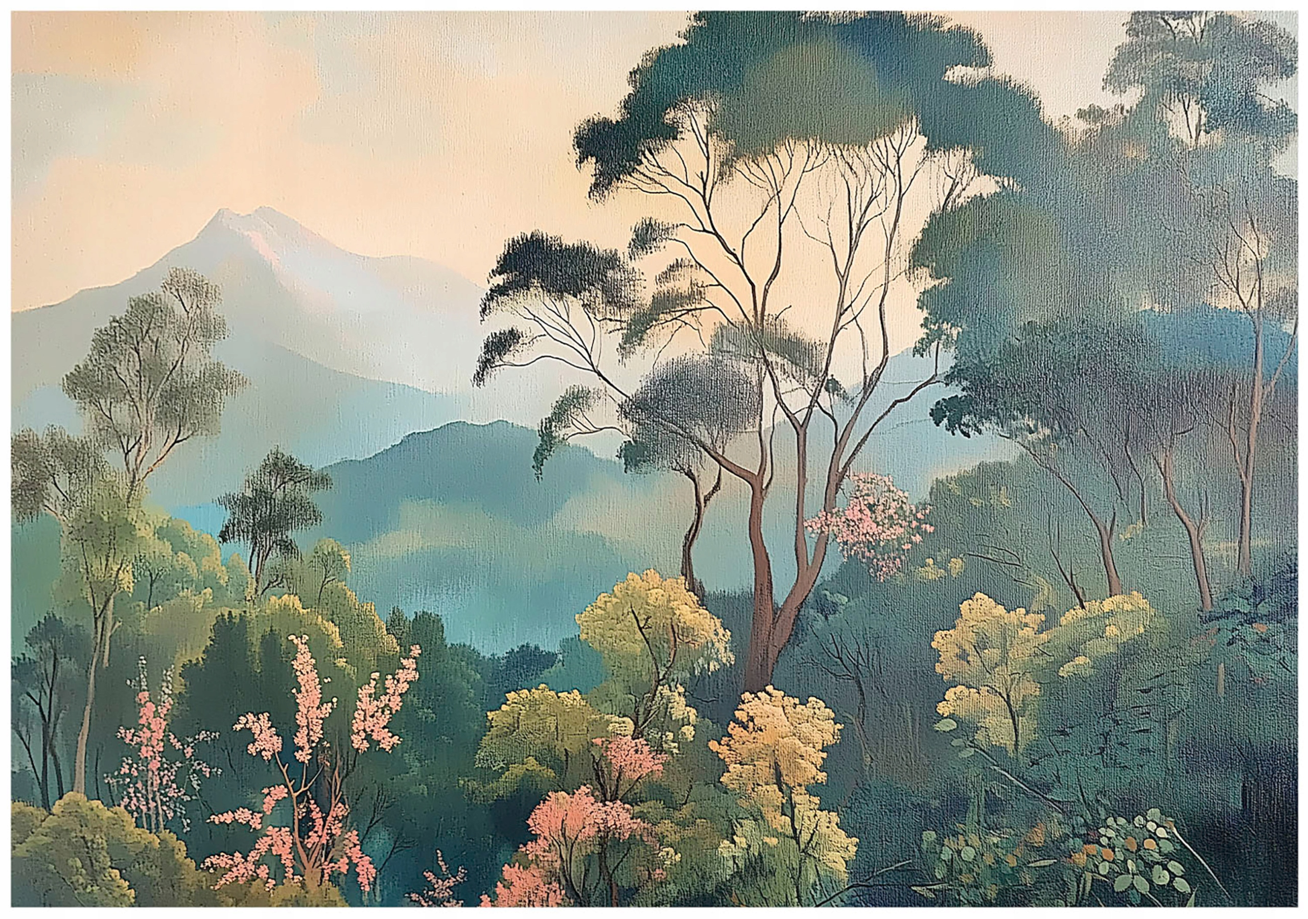 Vliesová fototapeta Lesní harmonie, Horská krajina v mlze 416x290 lepidlo