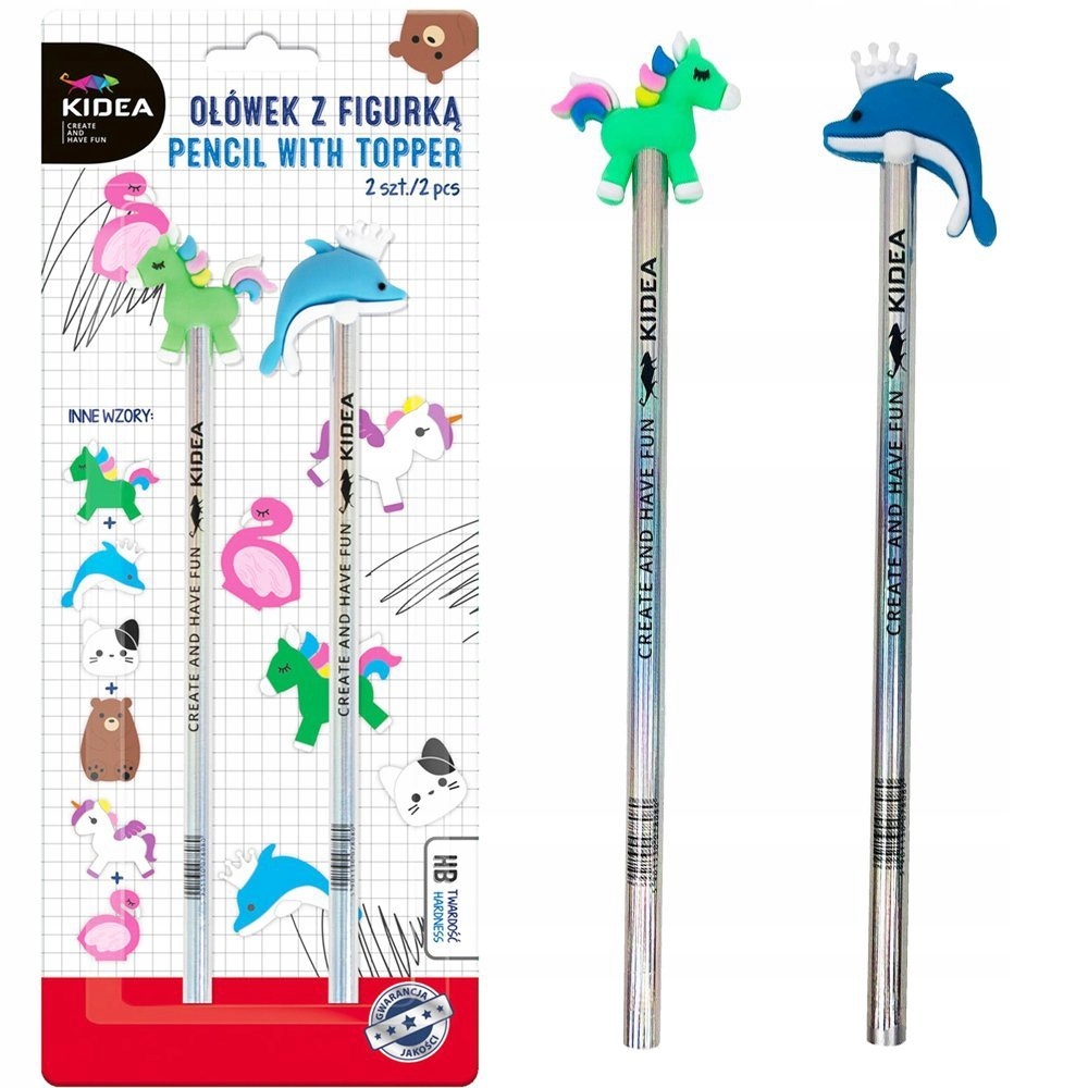 

Ołówek Z Figurką 2 szt. Delfin Konik Kidea Hb