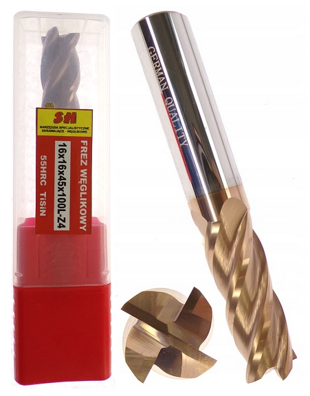 Frez Węglikowy 16mm 55HRC Fi16 Vhm Palcowy 4 Pióra 55 Hrc TiSiN 16x45x100