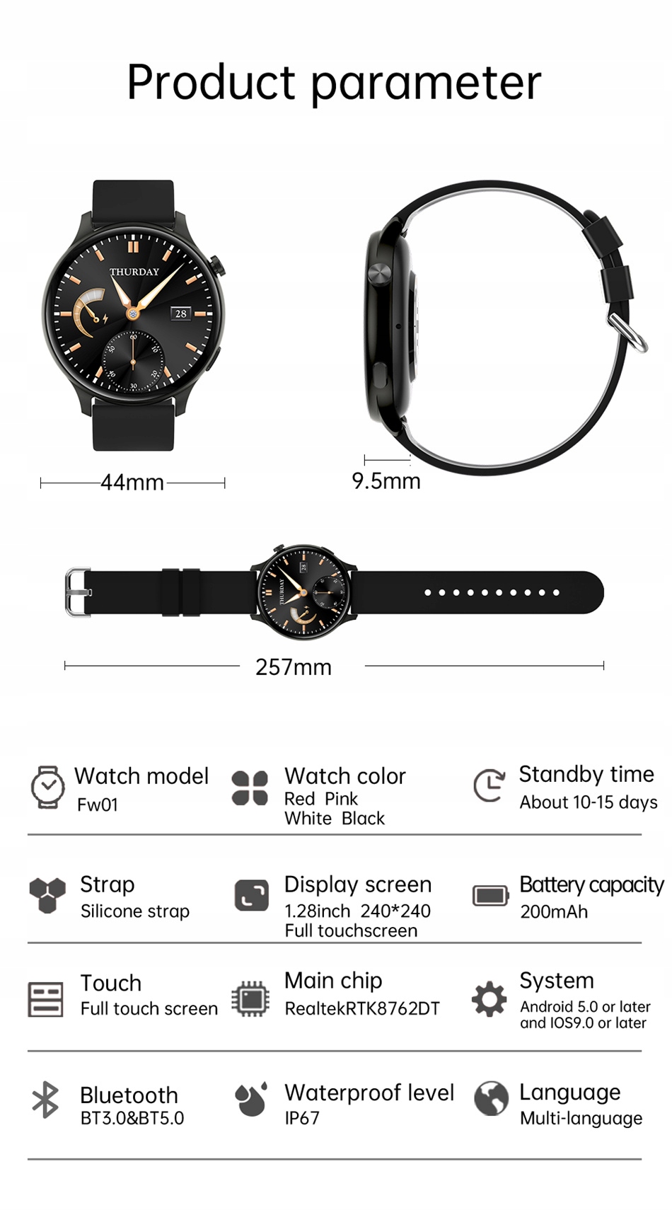 Smart Watch Bluetooth Bracelet Watch Rodzaj brak informacji