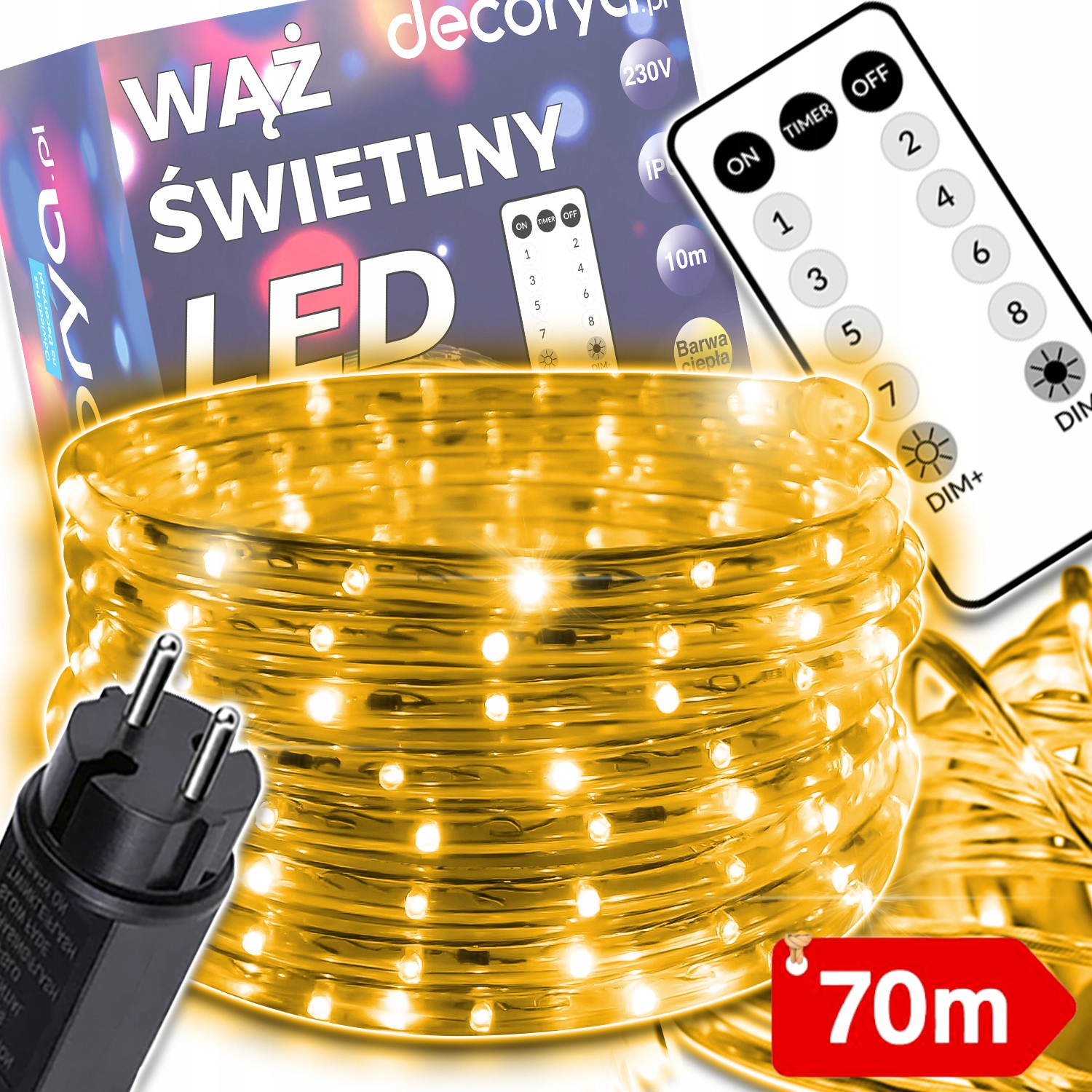 Led Světelný Had IP67 70 M, Silný Bílý, Teplý, Venkovní, Voděodolný, Ozdobný