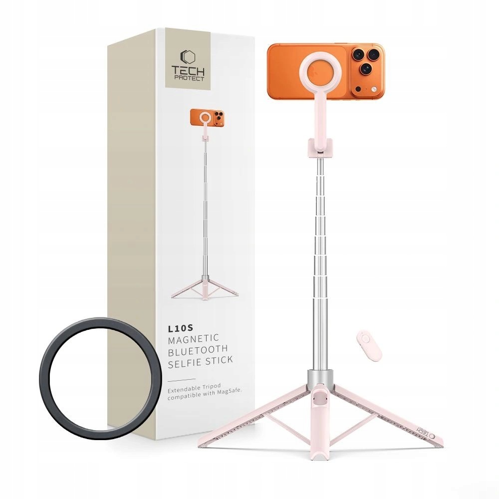 Selfie Stick Tech-Protect L10S Bluetooth rózówo-szary