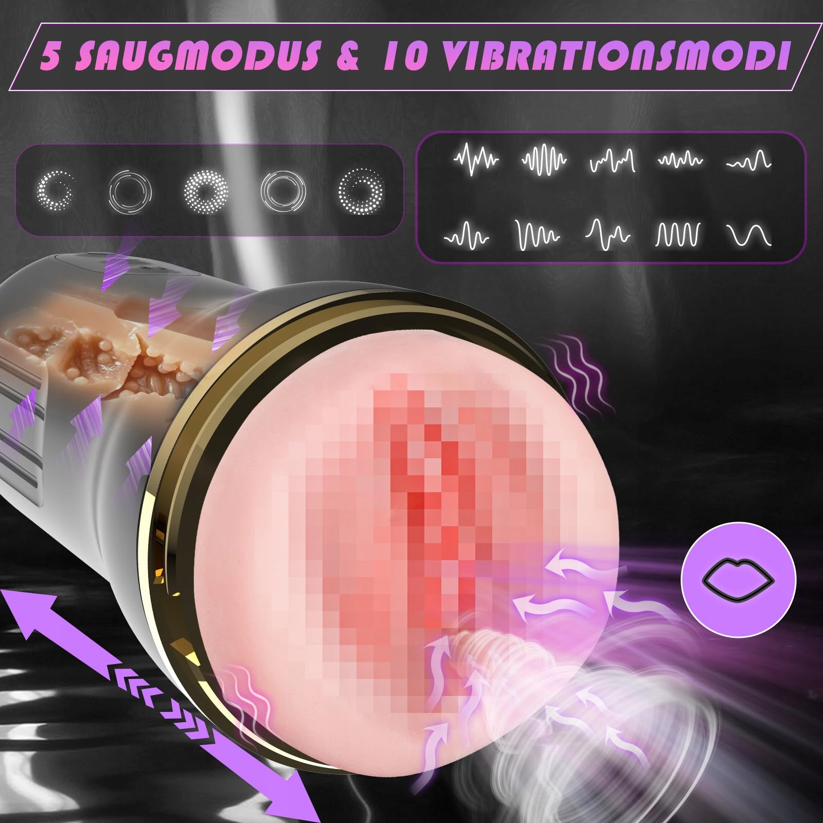 ELECTRISCHER Masturbator Dla Mężczyzn 10 Wibracji 5 Trybów Ssania 3D Vagina — miniatura 2