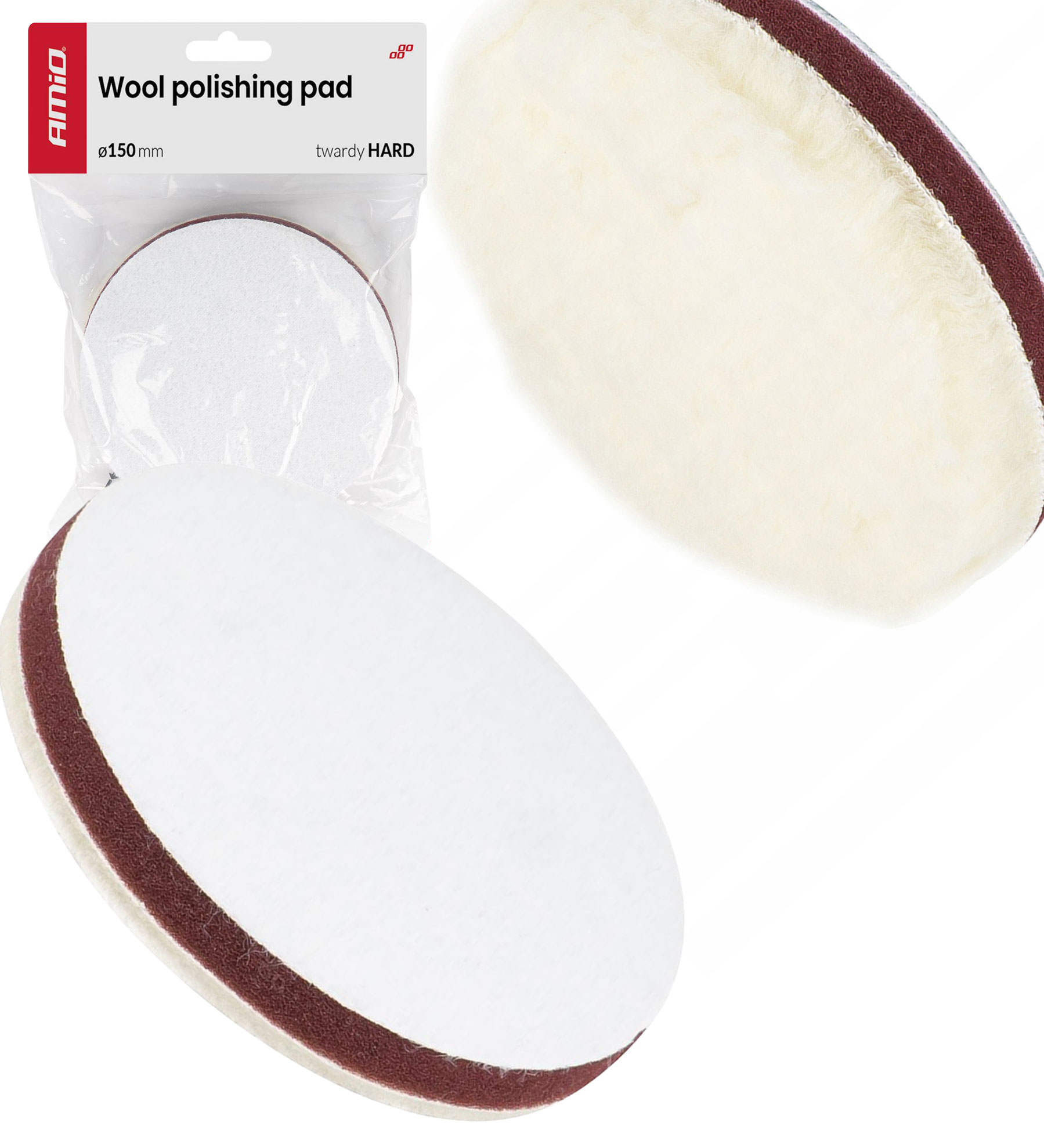 Pad polerski wełniany futro twardy hard 150mm ADET-36 AMIO-04884