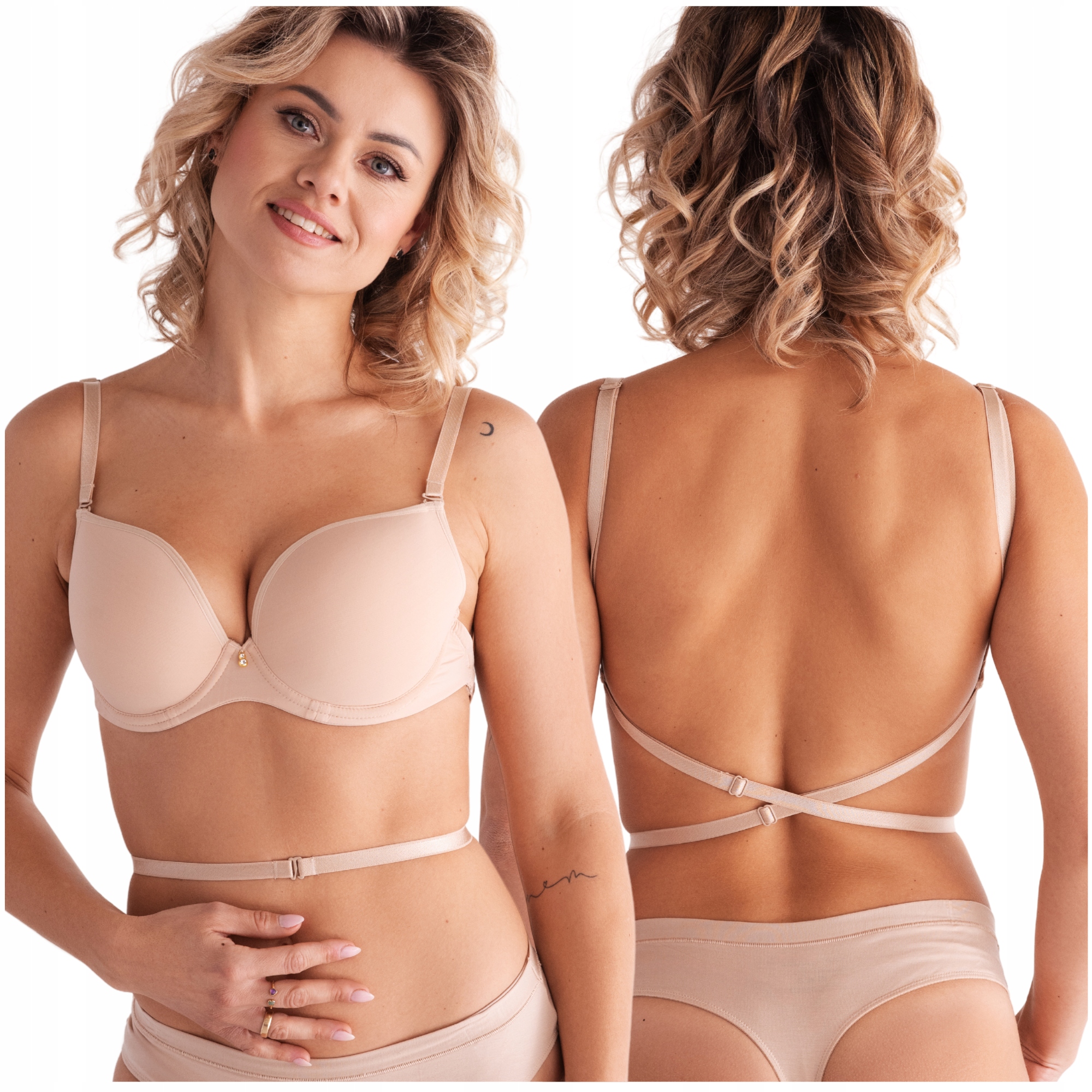 Podprsenka Lemax Leila Plunge Multiway béžová bez zad, multifunkční, 70F