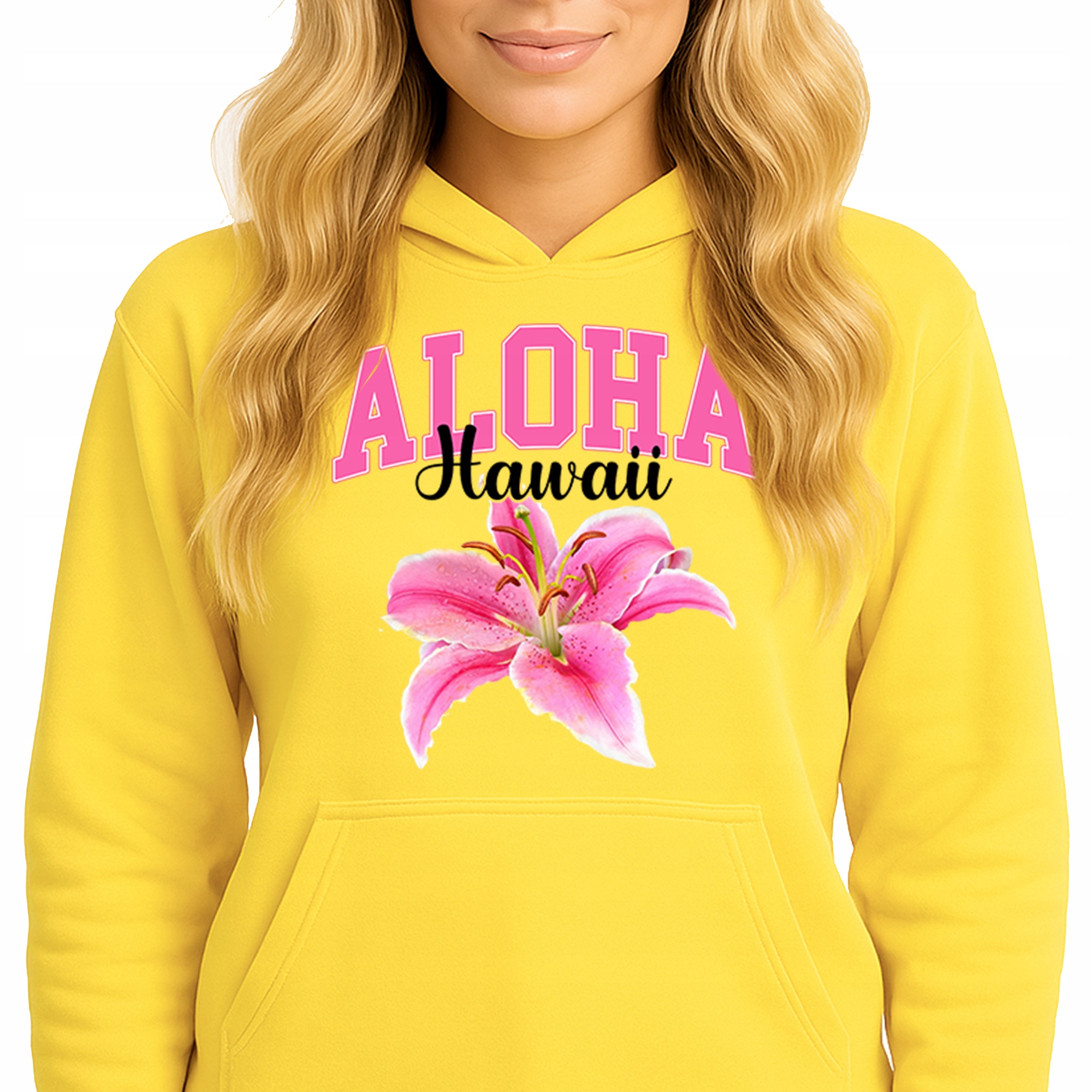 Mikina S Kapucí Hoodie Sun Yellow Bavlněná Módní Aloha Hawaii M