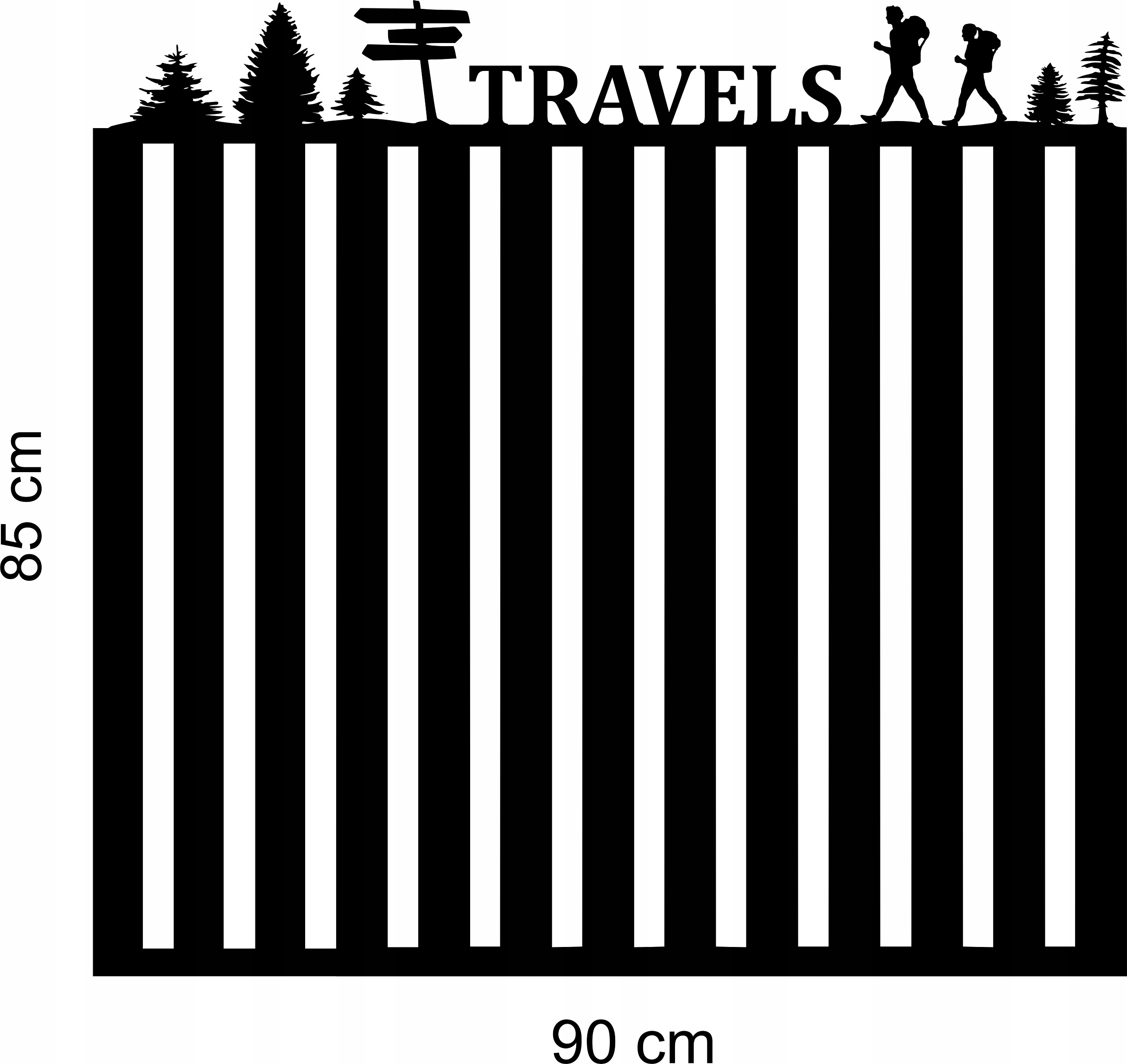 na magnety Kovová tabule obdélník Travels proužky 90x85