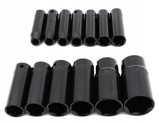 KLUCZE NASADOWE UDAROWE 1/2' DŁUGIE 10-30MM 13SZT Typ 6-kątna