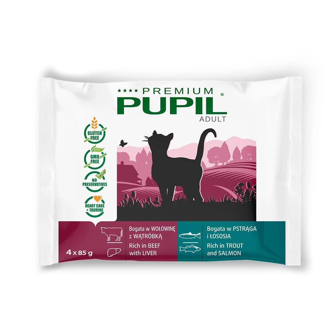 PUPIL Premium wołowinę + pstrąga i łososia 4 x 85g