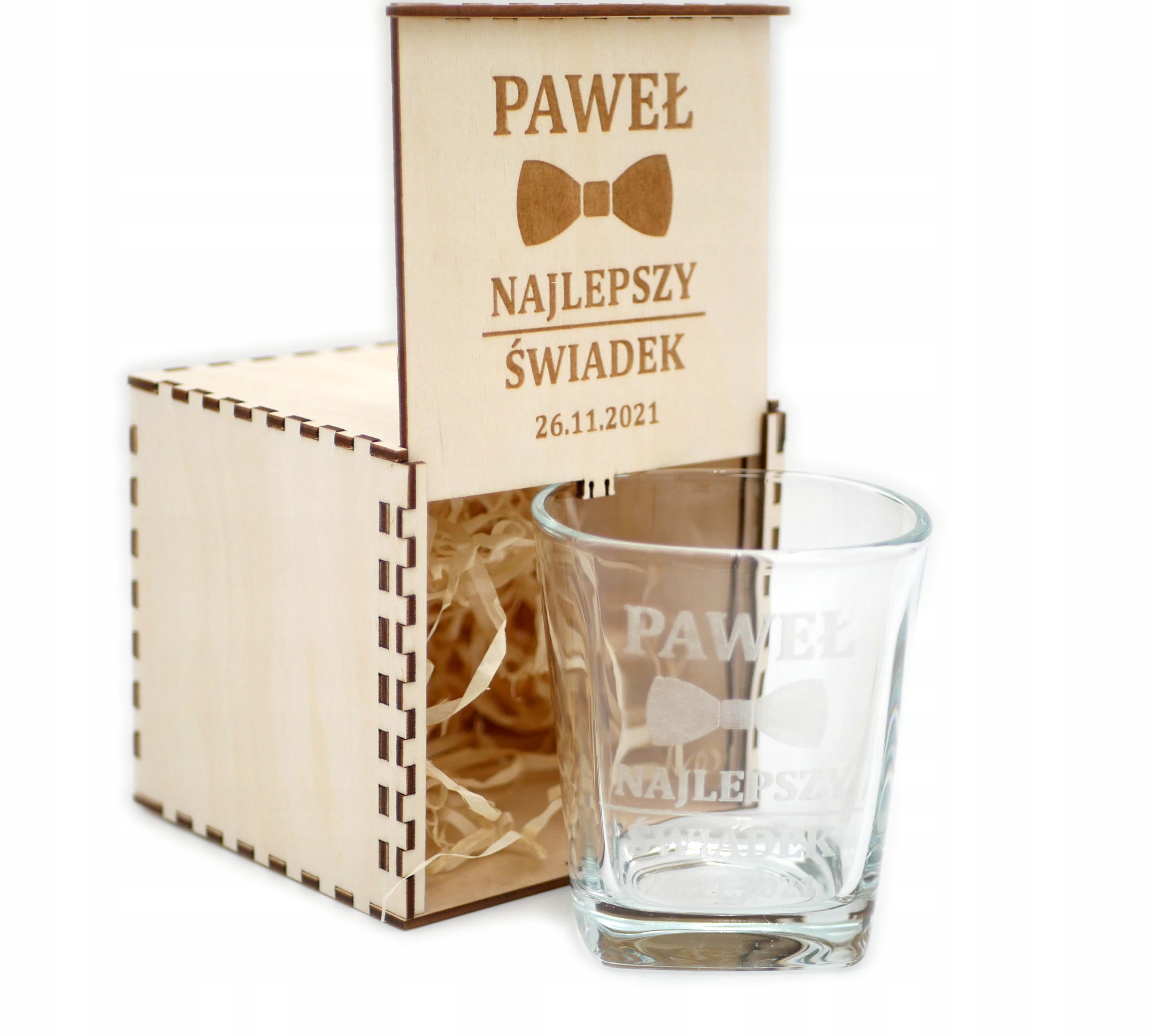 

Dla Świadka Świadkowej Szklanka Grawer+box