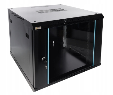 Szafa rack Pulsar 19" 9U/600x600mm drzwi szklane, wisząca, czarna(RWA966-B)