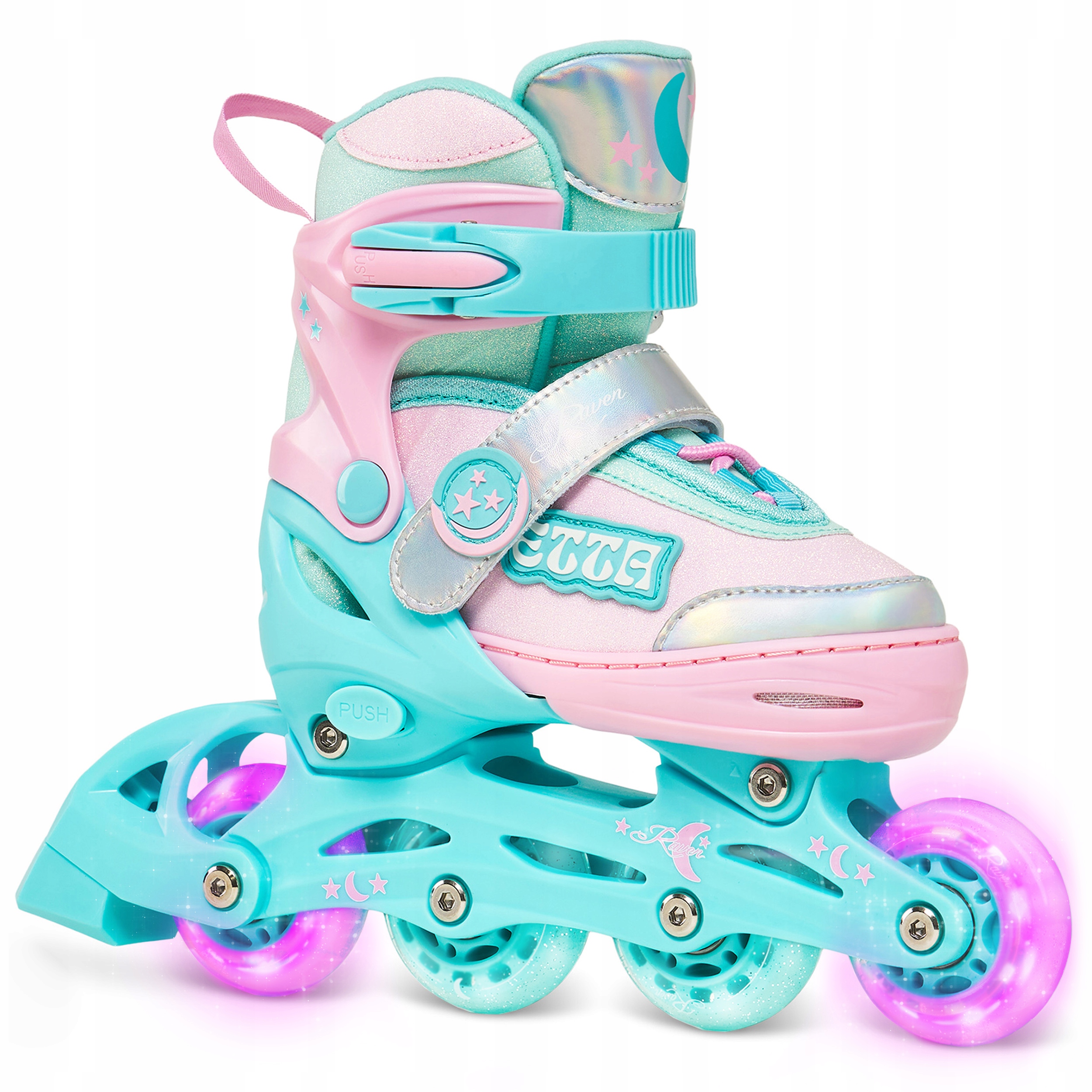 Rolki Regulowane Raven Etta Mint/Pink 34-37 Kółka Led