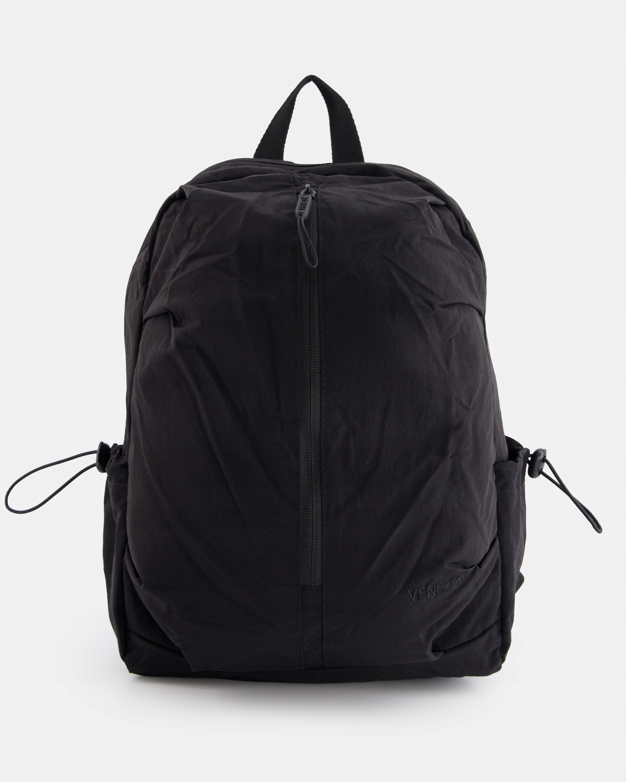 Venezia czarny damski plecak materiałowy z kieszeniami i regulacją szelek