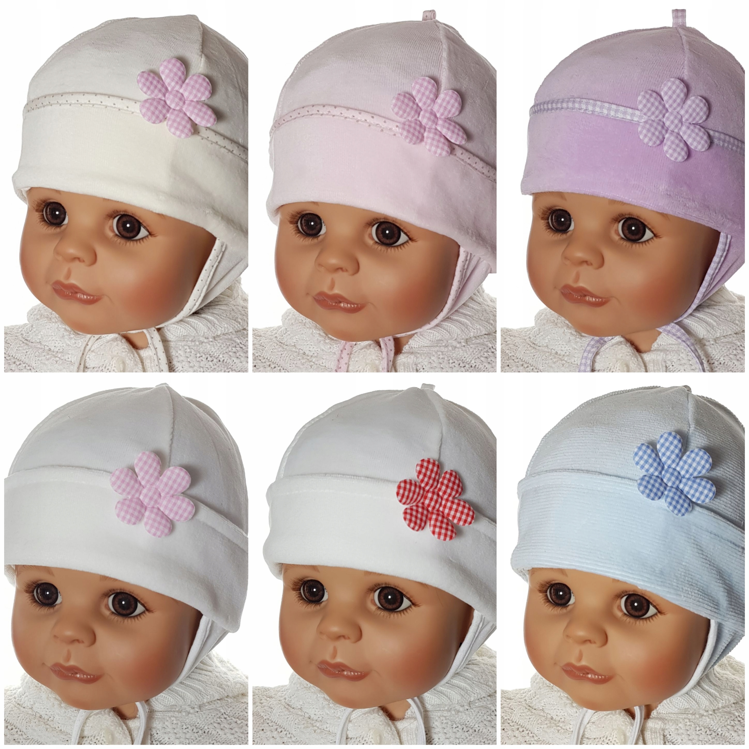 CZAPECZKA CZAPKA DLA DZIEWCZYNKI WIĄZANA 0-12M MIX Rozmiar 40-42 cm