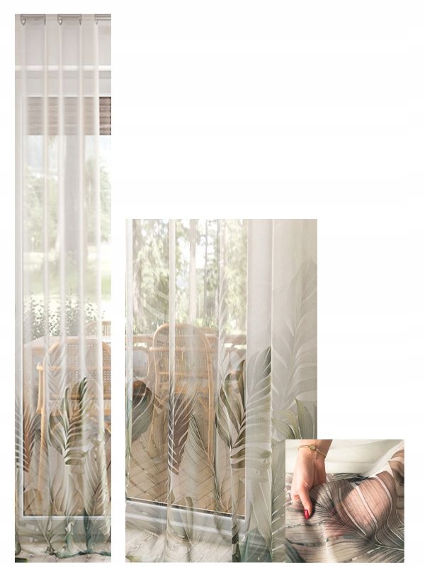Záclony Záclona Lehká Etamin Průhledná Listy Záclona S Páskou 390x280