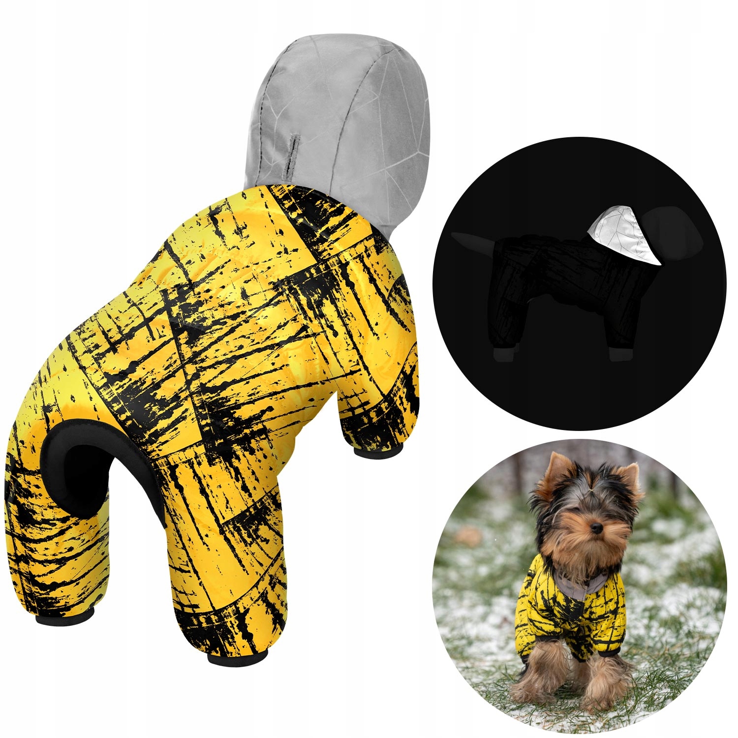 Kombinéza pro psa s reflexní zimní kapucí, Batman Skica, velikost S (S40)