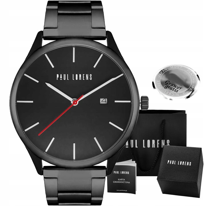 Pánské hodinky Paul Lorens Pasco klasická Datumovka krabička náramek ocel