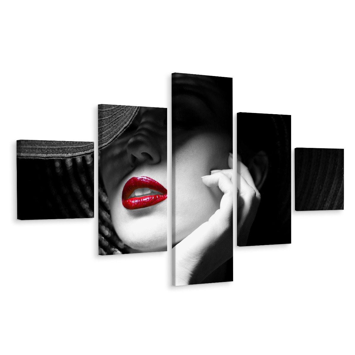 Obraz Pentaptyk Portret Kobiety Usta 3D 250x150