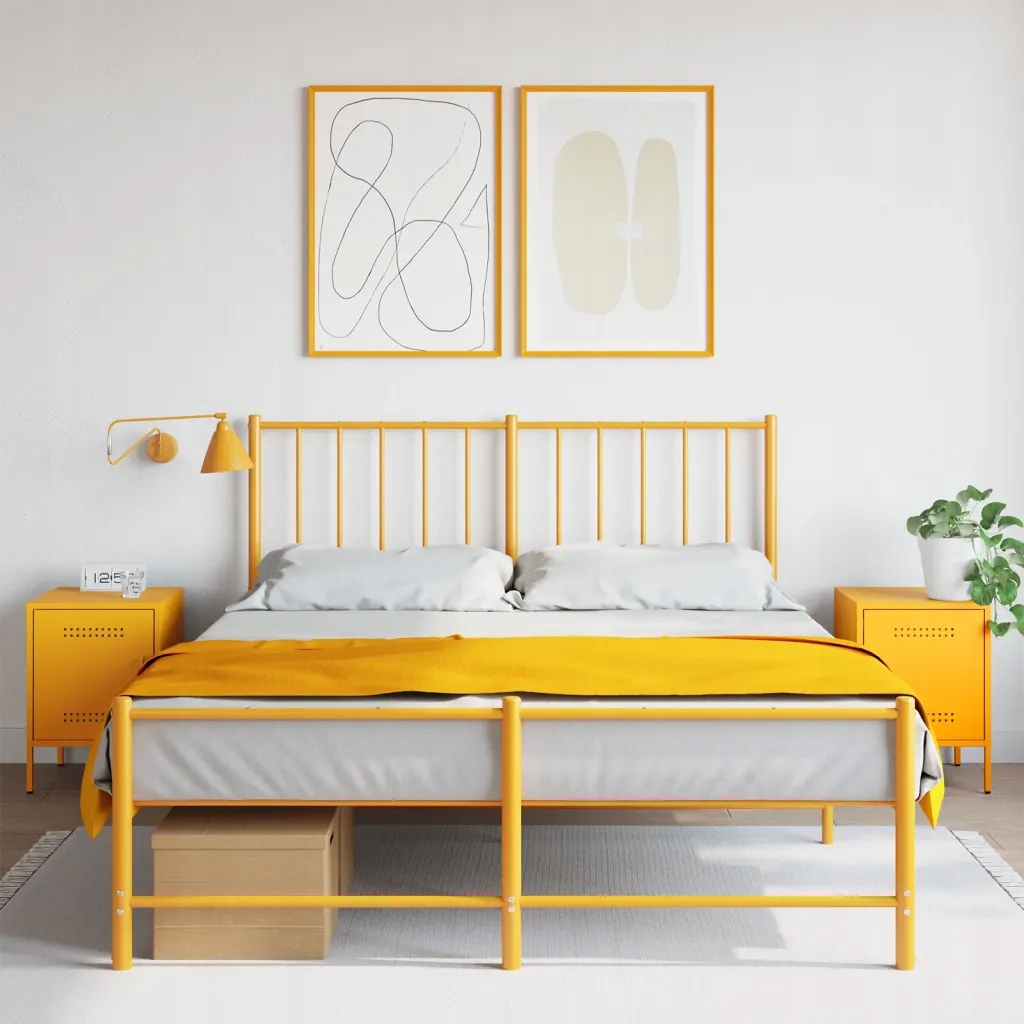 Noční stolky 2 ks hořčicově žluté 36 x 39 x 50,5 cm ocel Žlutá 842917