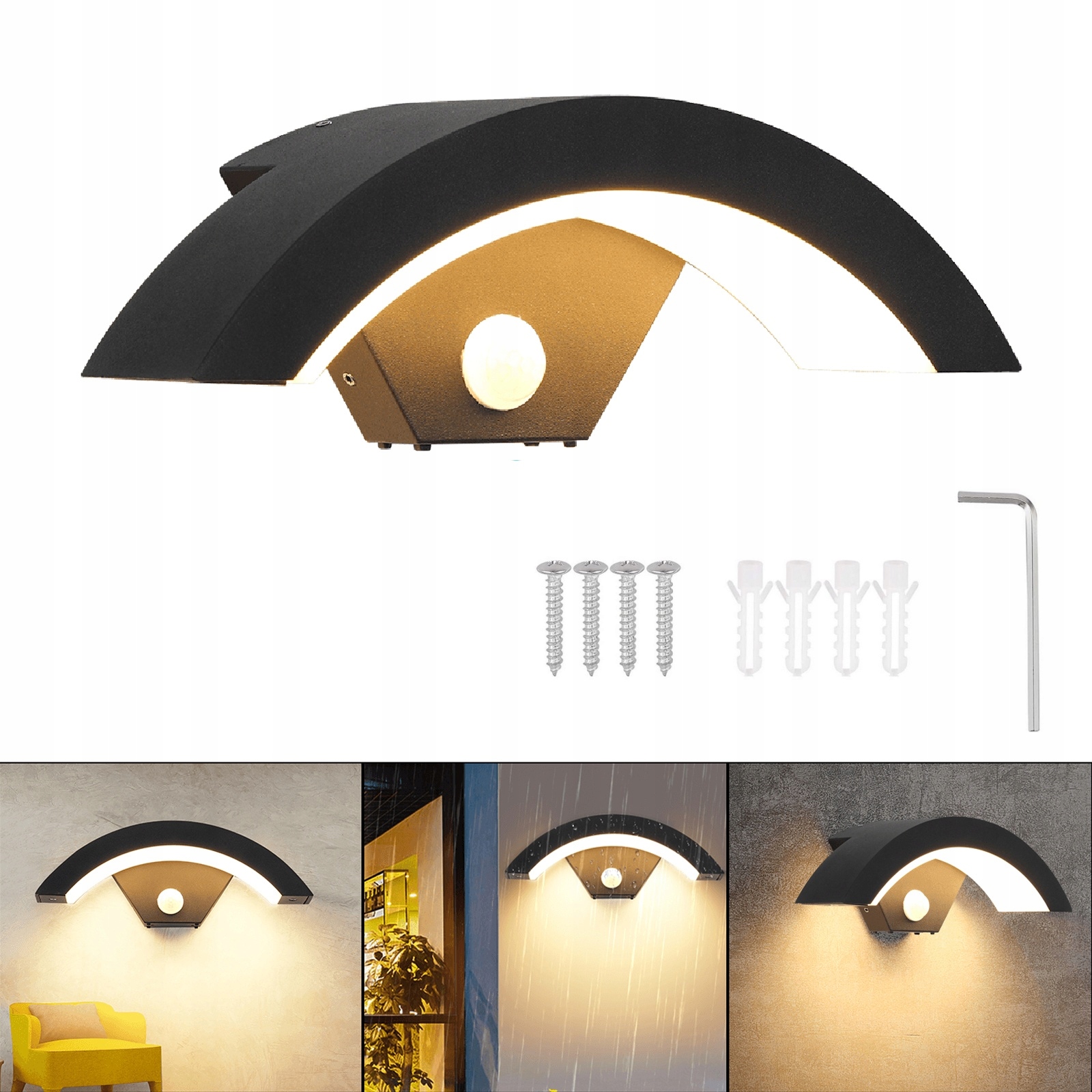 Led nástěnné svítidlo 18 W s pohybovým senzorem IP65 Snímač Dekorativní lampa 3000K