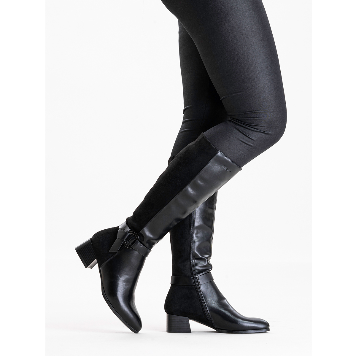 Kozaki OCIEPLANE długie wygodne oficerki SUWAK modna czerń Wojtyłko Rozmiar 41