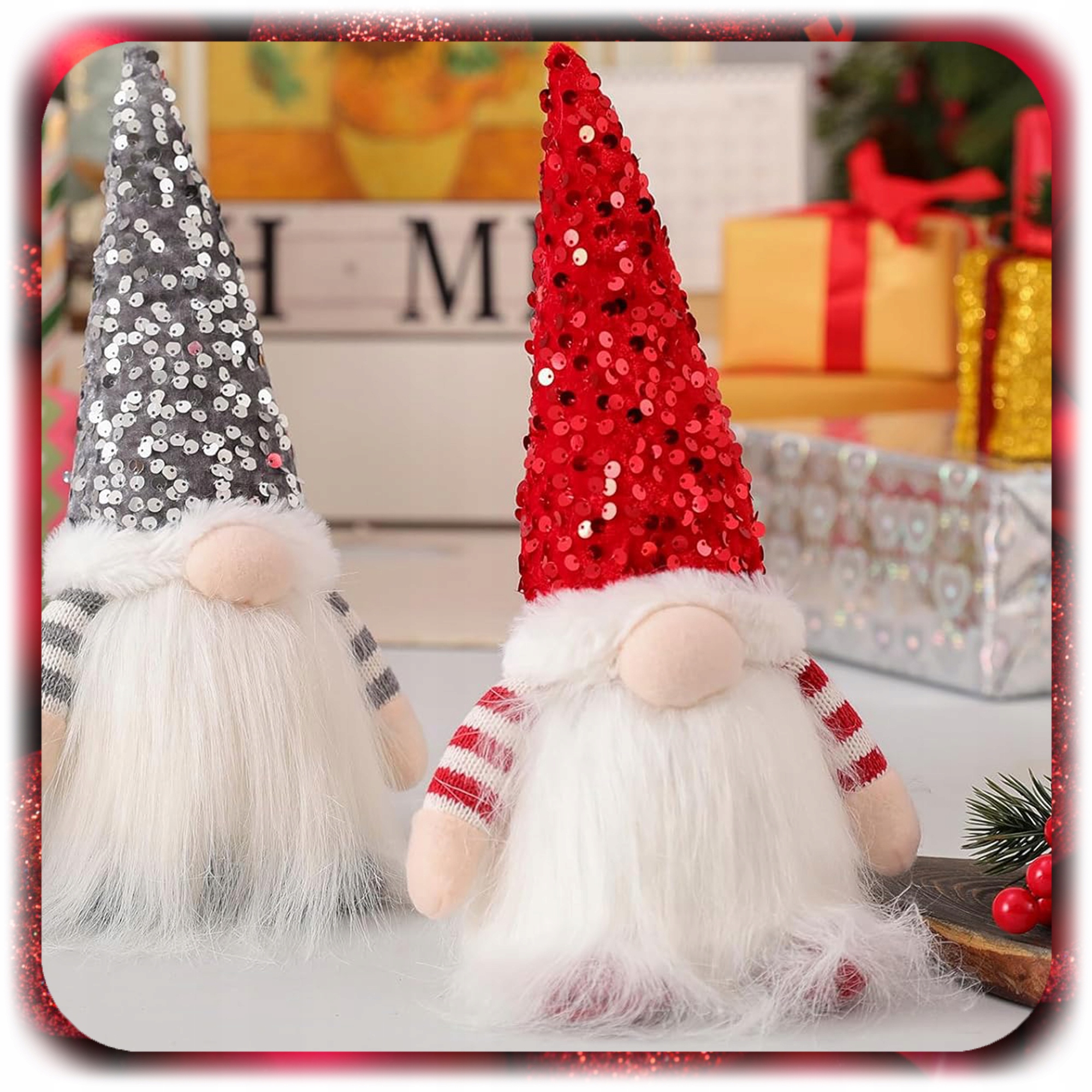 SKRZAT ŚWIĄTECZNY KRASNAL MIKOŁAJ GNOM ŚWIĘTA OZDOBA ŚWIECĄCY LED 2 SZTUKI Marka inna