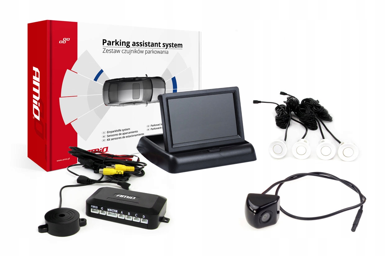 Sada parkovacích senzorů TFT02 4,3" s Hd kamerou-310, 4 senzory, bílá