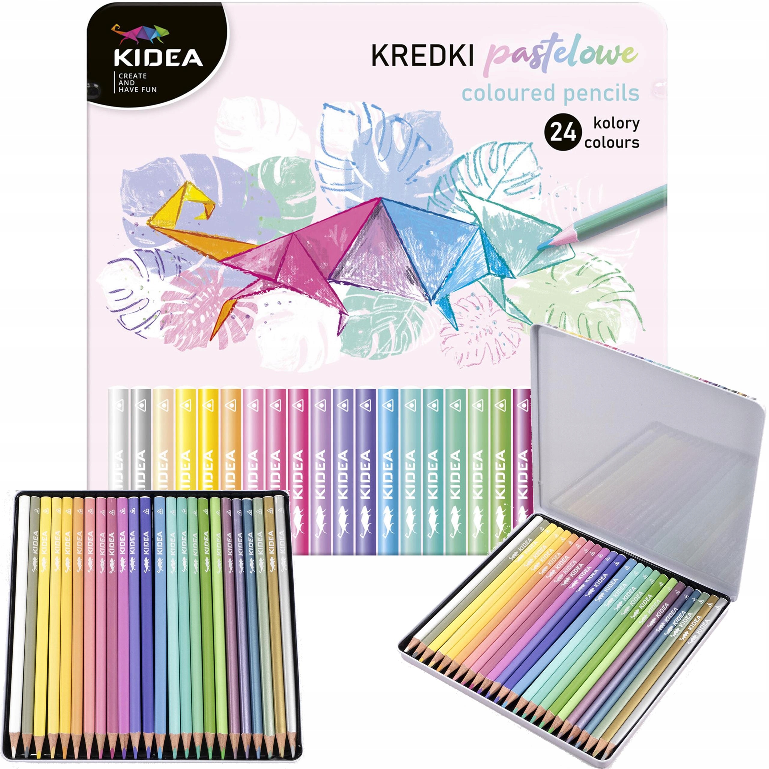 

Pastelowe Kredki W Metalowym Pudełku 24 kol Kidea