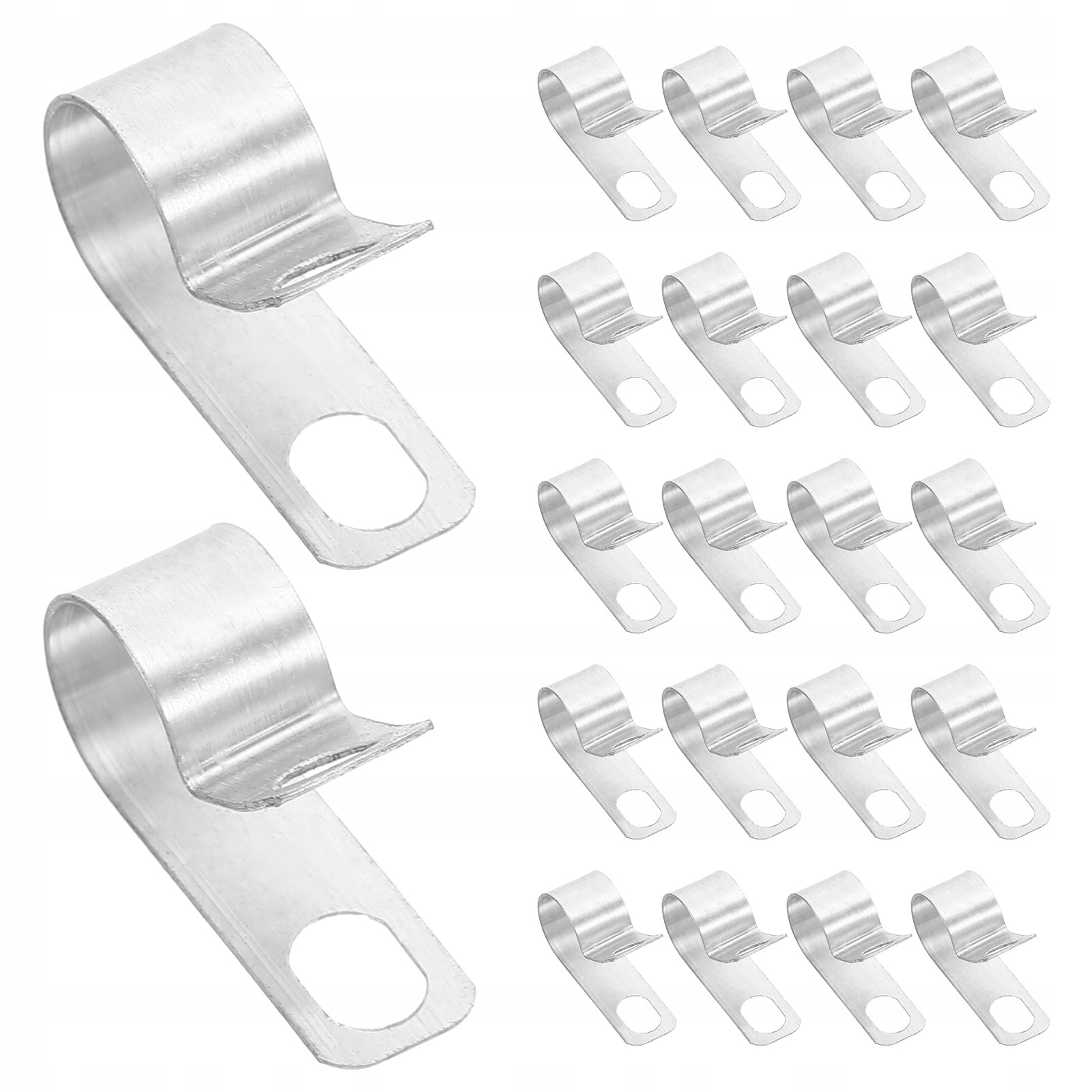 120 SZT. SREBRNE KLIPSY DO KABLI TYPU R ALUMINIOWE DO SAMOCHODU