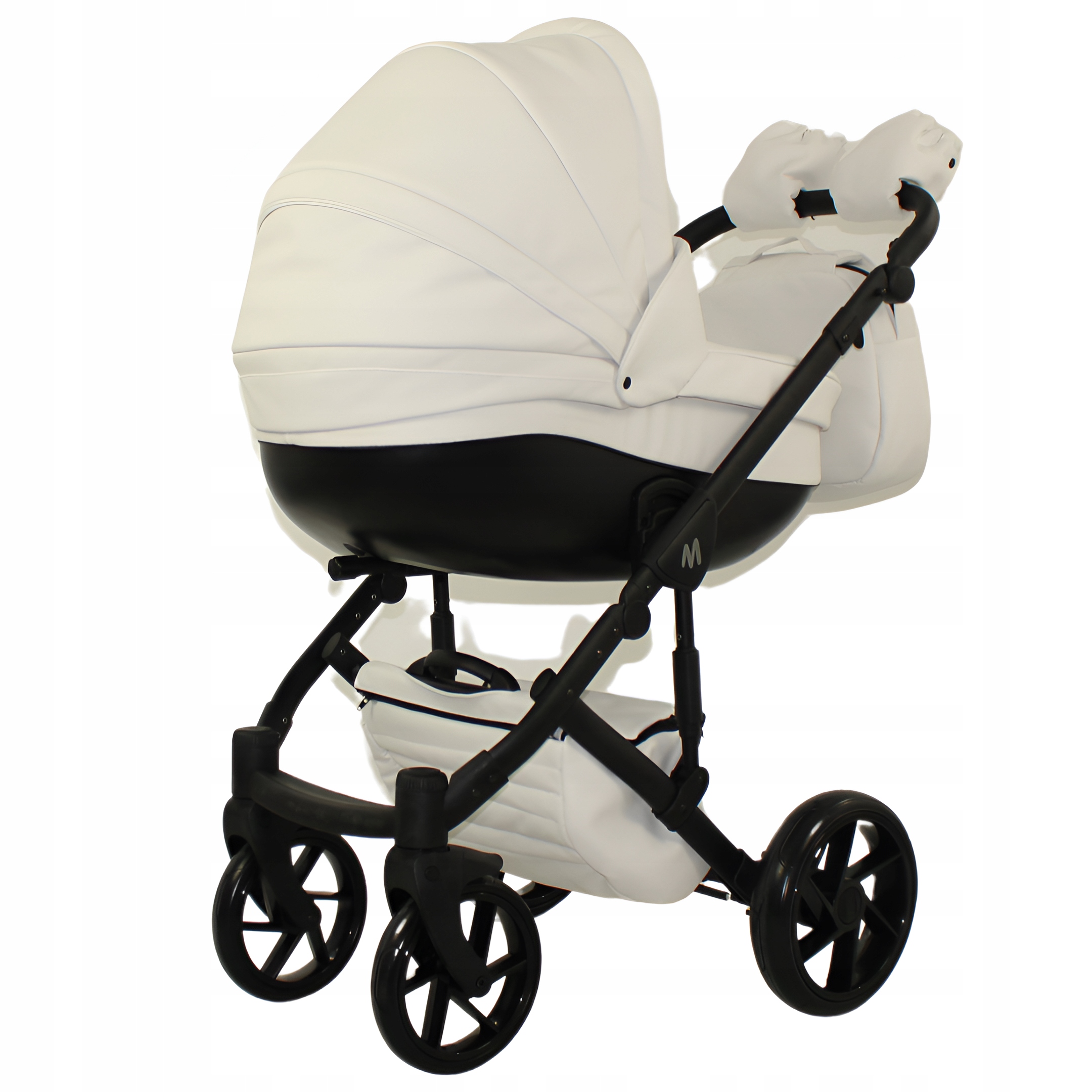 Wózek dziecięcy Mommo 3w1 wielofunkcyjny|Biała Eko-skóra Model AAA