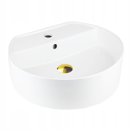 Umyvadlo Lugo okrúhle 485x435x155 mm so zlatou zátkou
