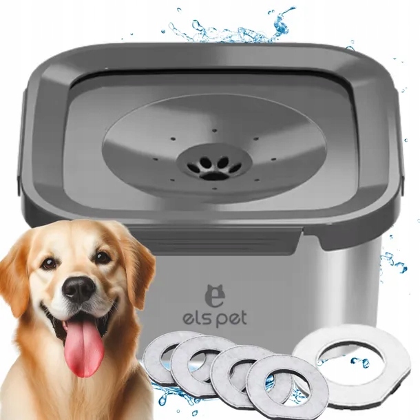 Levně Miska pro psa Nechlapící na vodu s filtrem Els Pet 4,5 l 4 filtry