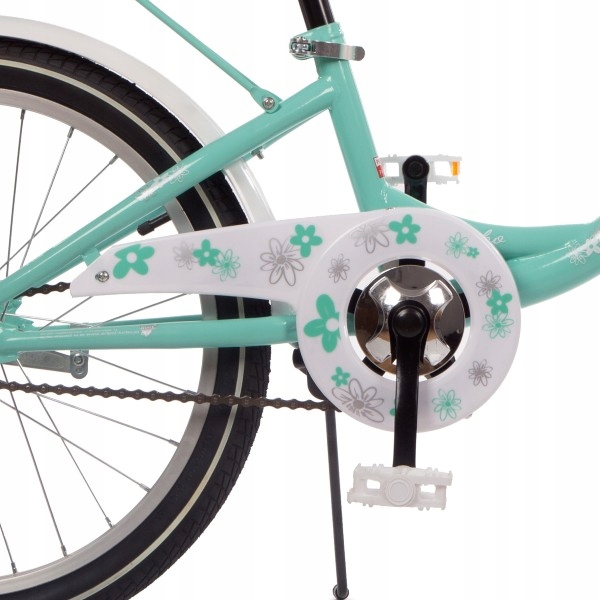 Polski Rower 20 cali Flowers dla dziewczynki 5-7 lat róż pastelowy Model Flowers 20