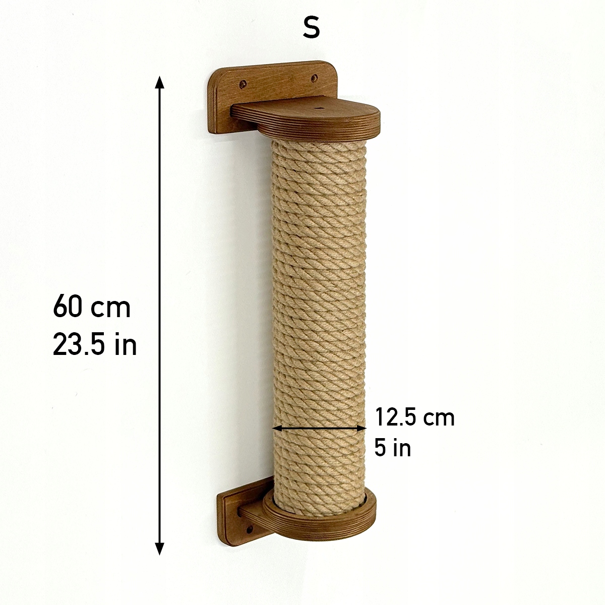 Levně Prémiový škrabadlo pro kočky na zeď, jutová šňůra, tloušťka 60 cm šrouby Dub