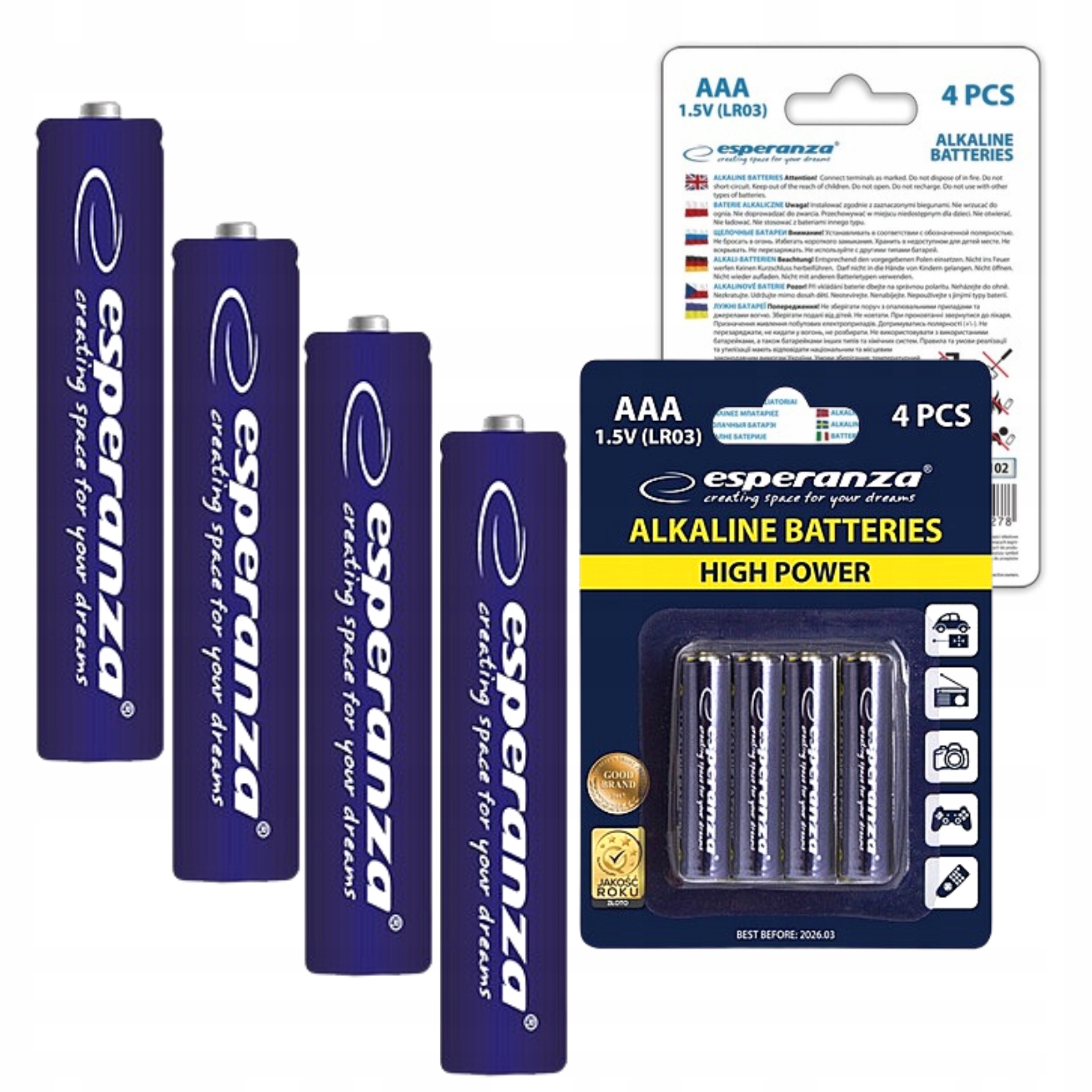 BATERIE PALUSZKI CIENKIE ALKALICZNE AAA 4 SZTUKI