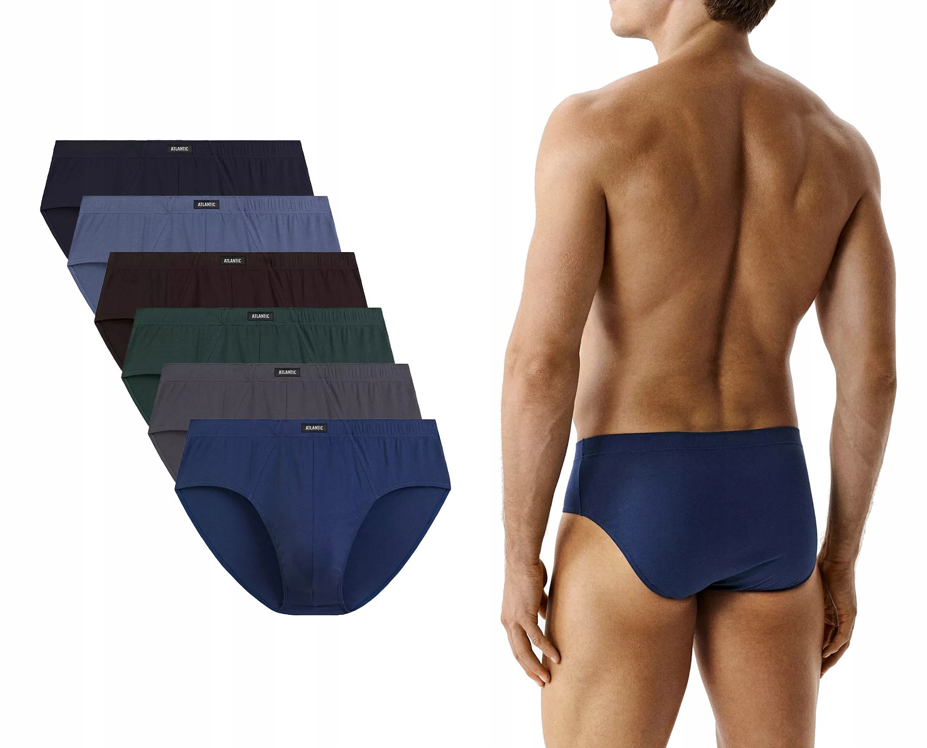 Pánské klasické slipy bavlna Atlantic 6SMP-001-NIEC/GRA/ZIE/BRO 6-PACK XL