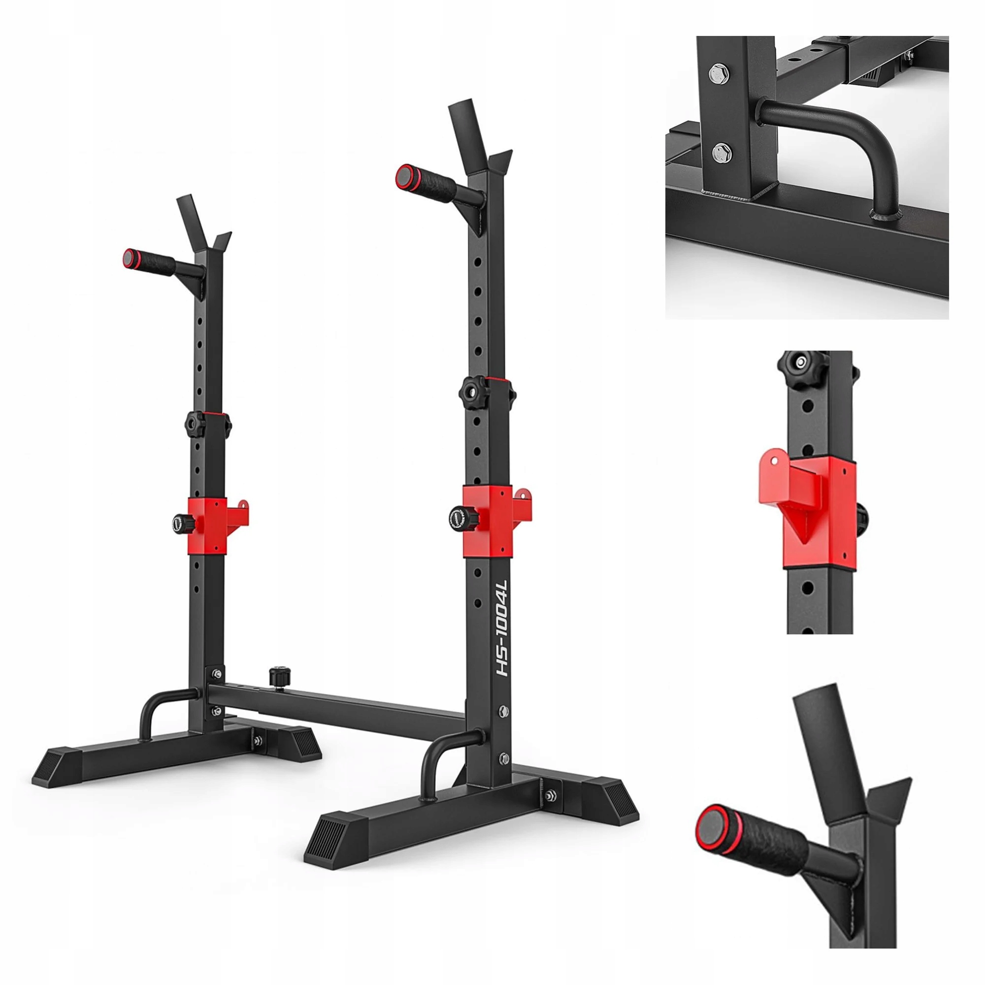 Stojak pod sztange regulowany 250kg z asekuracją i poręczami do dipów