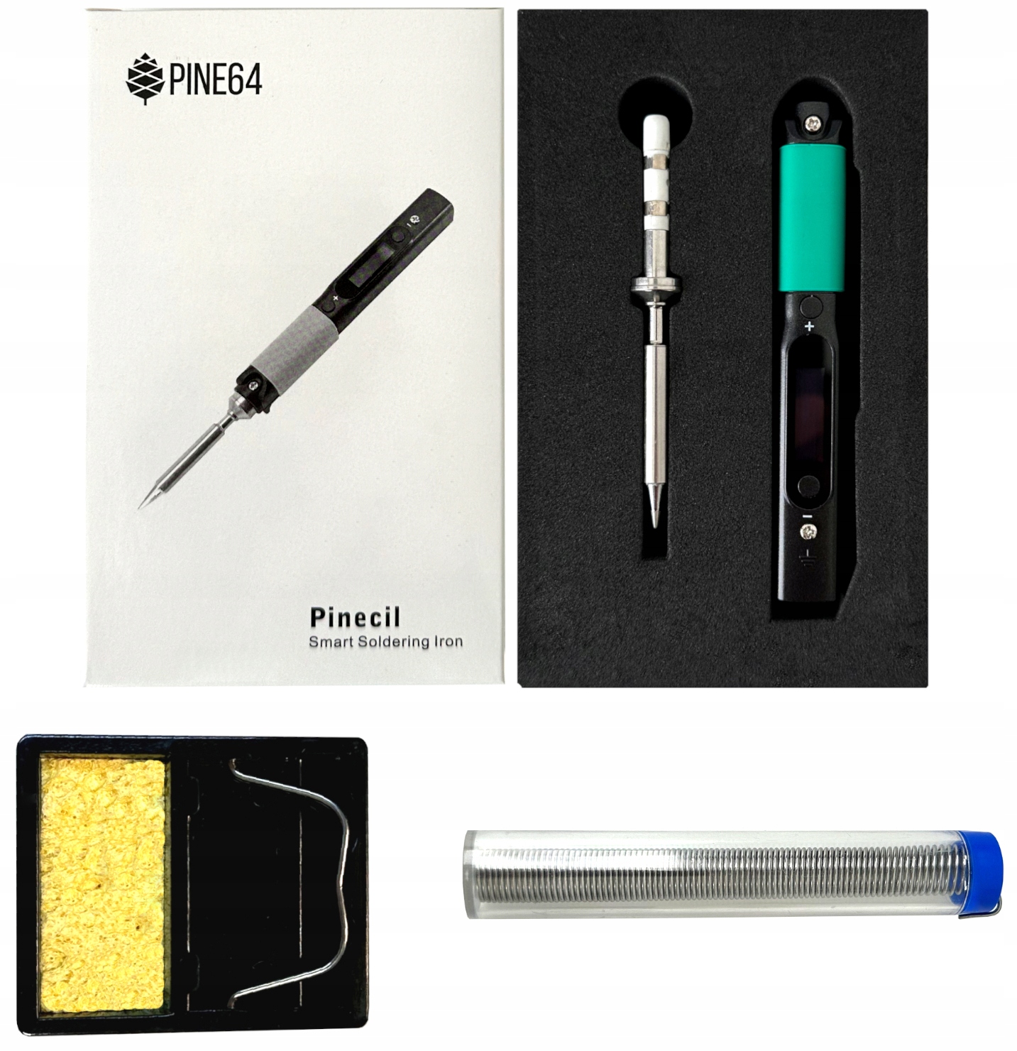 Zestaw Smart Lutownica Pinecil V2 Menu Pl Cyna Podstawka Gąbka