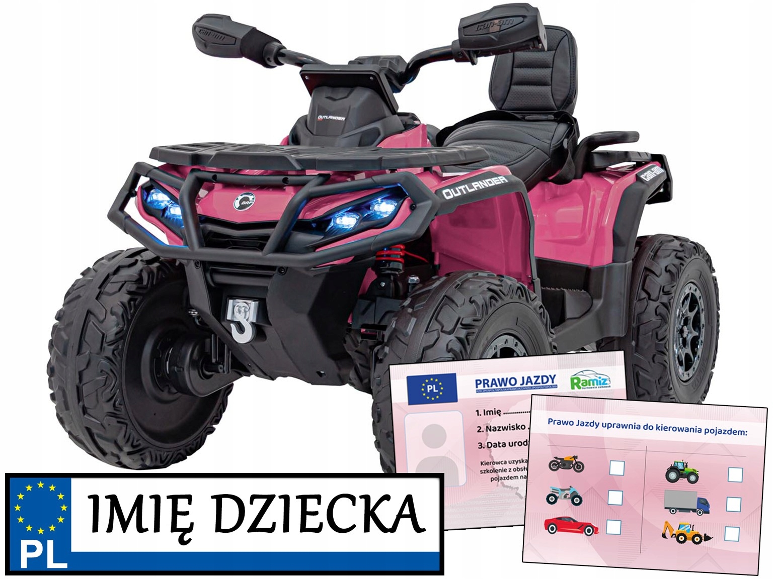 quad na akumulator dla dziewczynki Can Am Outlander Atv pilot napęd 4x4