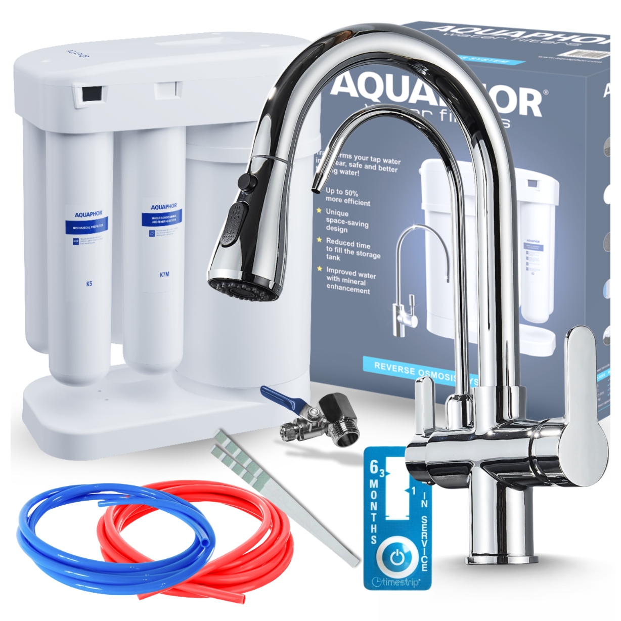 Kuchynský Kohútik S Vyťahovacím Výtokom A Vodný Filter, Obrátená Osmóza