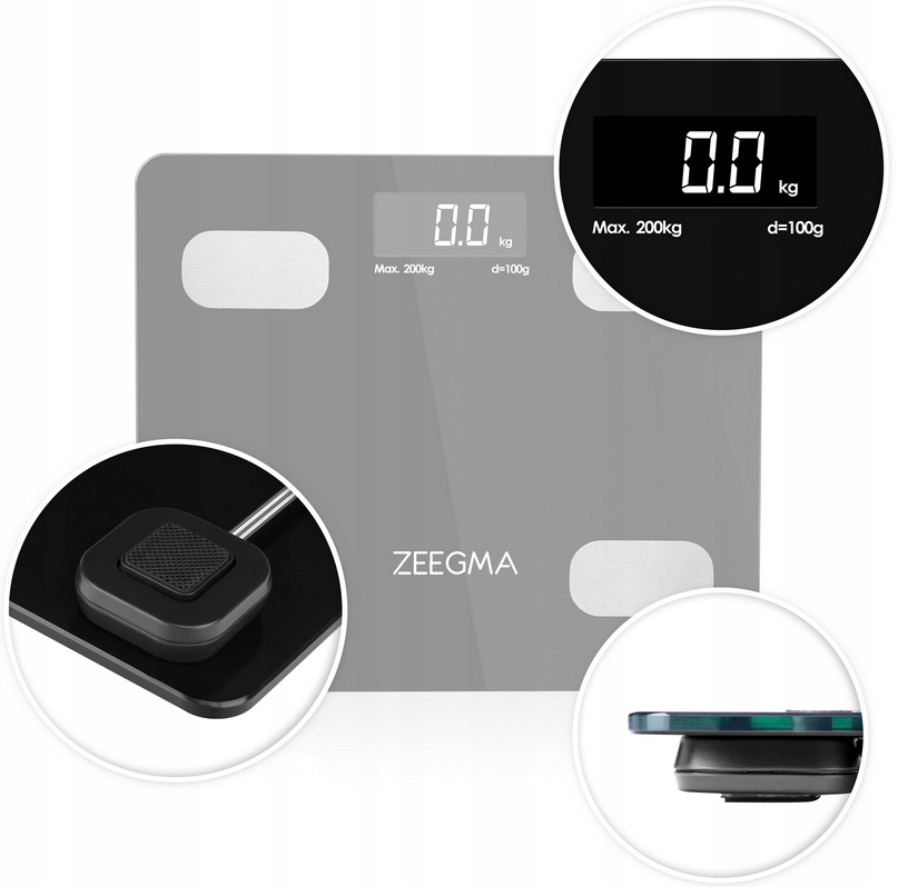 WAGA ŁAZIENKOWA ANALITYCZNA DO 200kg LCD 17w1 WYCISKACZ PASTY DO ZEBÓW Materiał platformy szkło