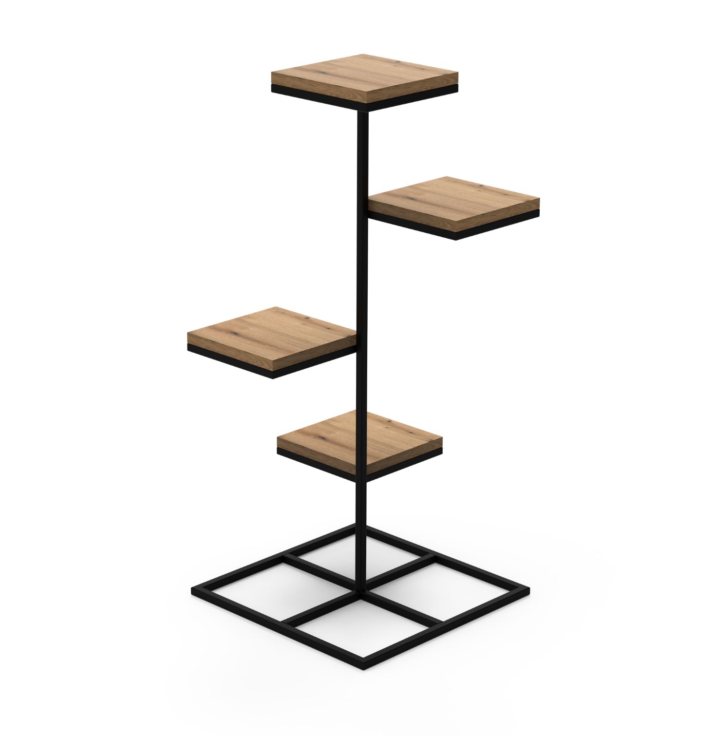 Držák Na Květináč Kovový Stojan Čtvercový Loft Gerd 4 policový Industrial