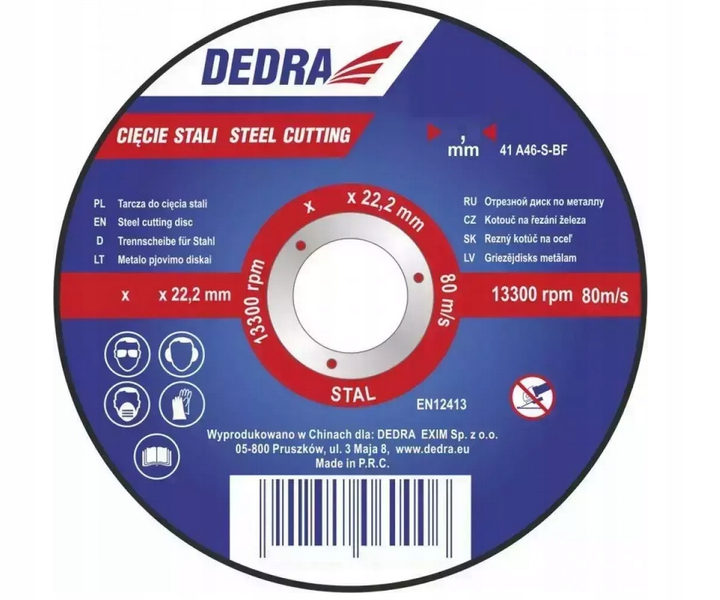 

Dedra Tarcza do cięcia stali 125X1,0 Dedra F13021